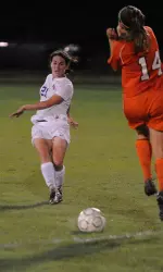Senior Megan Cash scores her first goal in Friday's 6-0 win over Sam Houston State