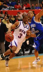 Junior Eddie Bell is one of three key returning players in the SFA backcourt