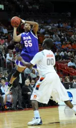 Jeral Scott tied for the team lead with five rebounds at Minnesota