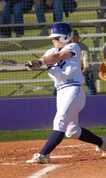 Senior Kim Daley hit SFA's first home run of the season Sunday in a 3-1 loss to Iowa
