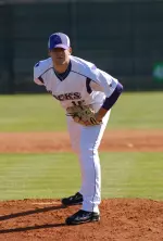 Jared Schrom pitched two shutout innings of relief against UCA on Friday.