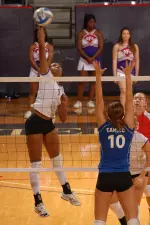 Arielle Daron was one of three Ladyjacks in double-figure kills against UNT.