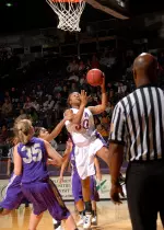 Junior Toni Davis records double-double in victory over Sam Houston State.