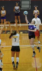 Monica Pannone had a season-high 19 digs in Saturday's match at Texas State.