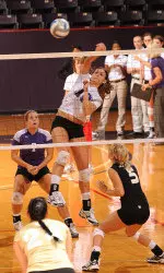 Kelsey Owens led all players with 12 kills in SFA's season finale win over Lamar.