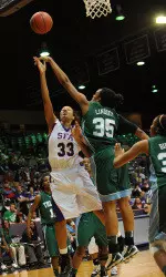 Amina Sawyer had five blocks in SFA's last game at Arkansas State.