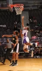 Ladyjacks' freshman forward Tierany Henderson goes up for a layup in SFA's 71-58 win over GSU.