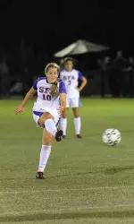 Sophomore Melissa Gaudet scores on a free kick in the first half.