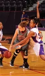 Tammara Marion (left) and Amina Sawyer (right) forced 32 turnovers in a 94-58 win over Henderson St.