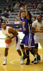 Desmond Haymon and the Lumberjacks take on UT-Tyler on Friday at 7:00 p.m.