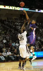 Jereal Scott led SFA with 12 points at Texas A&M on Saturday.