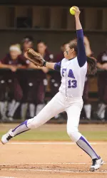 Monika Covington recorded six strikeouts in Game 1 against Texas A&M Wednesday