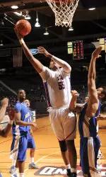 Jereal Scott scored 20 points and pulled down 10 rebounds in SFA's win at Nicholls on Wednesday