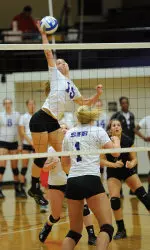 Melissa Miksch had 15 kills and 16 digs in Friday's loss to Sam Houston State.