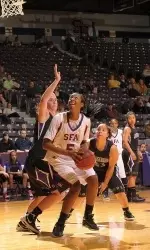 Freshman Porsha Roberts led SFA to a 54-45 win over UCA Wednesday evening.