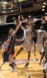 Junior Taylor Smith has averaged 20 points and 10 rebounds in his last two games.