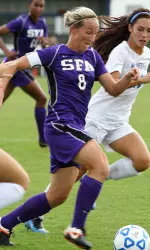 Senior Kylie Louw scored a goal and had an assist in SFA's 5-0 win over SLU.
