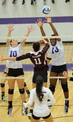 Jacque Allen had nine kills and five blocks in SFA's 3-0 win over UNT.