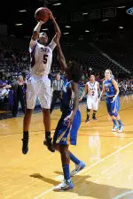 Porsha Roberts records double-double in exhibition win.