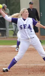 Angela White tossed a complete game 2-1 victory over Nicholls State Friday morning.