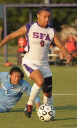 Sophomore forward Chelsea Raymond scored two goals in SFA's 11-0 victory over Prairie View Saturday.