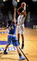 Porsha Roberts scored 16 points and had 13 rebounds in SFA's 63-56 loss at ORU.