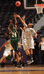 Daylyn Harris scored a career-high 21 points in SFA's 57-50 overtime victory over NSU.