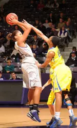 Tierany Henderson scored a season-high 17 points in SFA's 66-47 win over the Islanders Monday.
