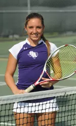 Macarena Sedano-Acosta grabbed third place in her singles draw with win over Anna Peacock (McNeese).