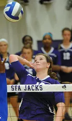 Jill Ivy recorded 19 kills in SFA's 3-2 loss at Oral Roberts Thursday night.