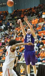 Junior Jacob Parker scored 17 points in SFA's 87-54 exhibition win in head coach Brad Underwood's debut.