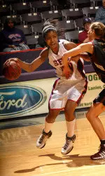 Charity Egenti was one of six Ladyjacks named to the SLC 2000s All-Decade Women's Basketball team on Thursday.