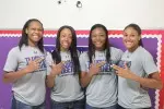Antionette Carter, LaNesha Middleton, Daylyn Harris and Tierany Henderson, visited Raguet Elementary Friday morning.