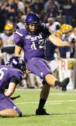 Senior kicker Jordan Wiggs is just three points shy of becoming SFA's all-time point leader