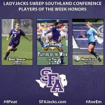 SFA picks up SLC offensive, defensive and goalkeeper weekly honors.