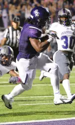 Gus Johnson rushed for 159 yards and a touchdown, moving into fourth all-time in career yards (2,875) and tying Cordell Roberson as SFA's all-time touchdown leader (39)