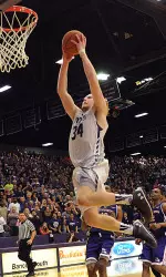 Jacob Parker's dunk with 0.3 seconds left sealed SFA's 31st-straight home court victory