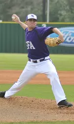 Kyle Cross earned the save for SFA, allowing just one hit over 2.1 innings