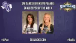 Seniors Megan Dunnigan and Morgan Glick earned SLC POW honors.