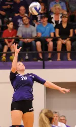 Senior Jill Ivy recorded 12 kills against UNO in SFA's 3-0 win.