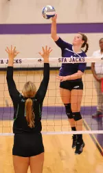 Senior Jill Ivy recorded her third double-double of the season in SFA's 3-1 loss to UMKC.