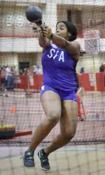 La'Tricia Griffin won the women's weight throw last weekend in Arkansas