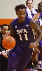Junior Clide Geffrard scored a career-high 15 points in SFA's win at Sam Houston State.