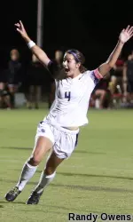 Rachel Owens' reaction after scoring in the first half of Friday night's 1-0 victory over Lamar