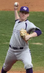 Cameron Gann pitched game one for SFA, falling to 1-1 on the year