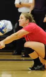 Senior OJ Olson recorded 31 digs between SFA's two matches on Saturday