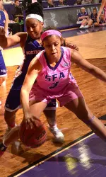 Freshman Chanell Hayes is 7-of-10 from deep over the last two games