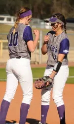 Makayla Sikes (left) and Autumn Holloway led SFA to two wins on Friday at the Texas Tech Invitational