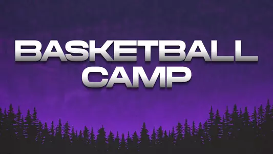 purple background with the words Basketball Camp