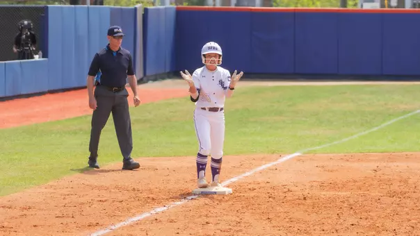 Ellie Vance celebrating triple at HCU (3-28-26)